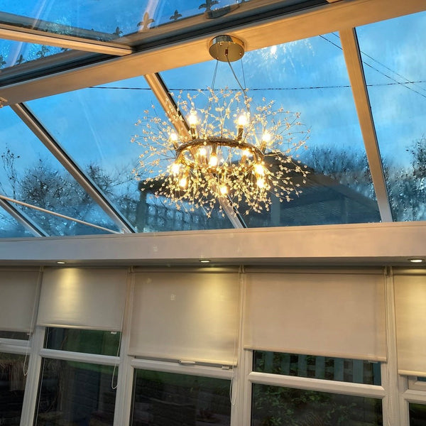 Thehouselights - 12 - Light Chrome Round Firework Chandelier - Chandelier - Chrome - 