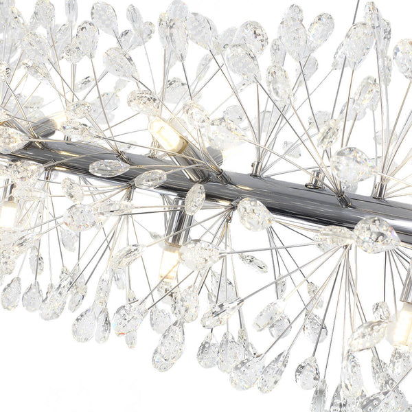 Thehouselights - 12 - Light Crystal Dandelion Linear Chandelier - Chandelier - Chrome - 