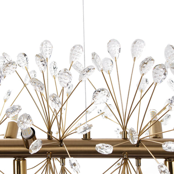 Thehouselights - 12 - Light Crystal Dandelion Linear Chandelier - Chandelier - Chrome - 