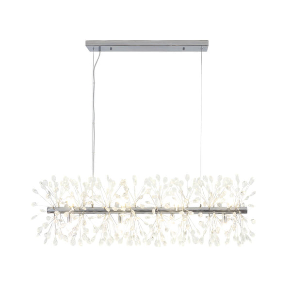 Thehouselights - 12 - Light Crystal Dandelion Linear Chandelier - Chandelier - Chrome - 