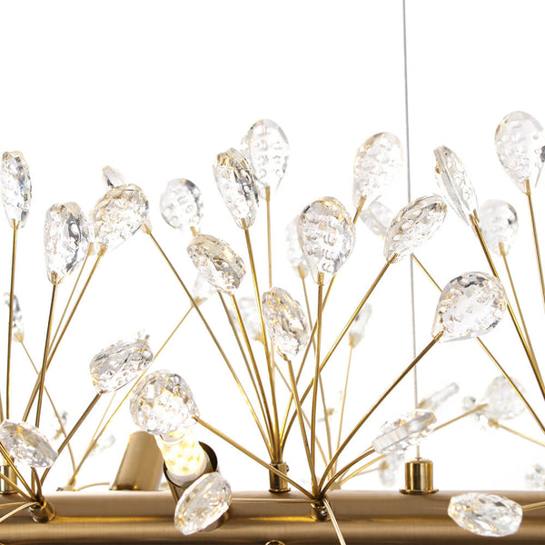 Thehouselights - 12 - Light Crystal Dandelion Linear Chandelier - Chandelier - Chrome - 