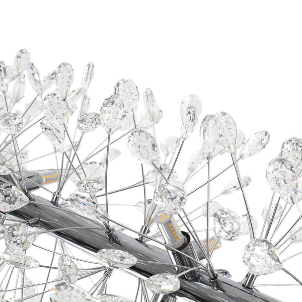 Thehouselights - 12 - Light Crystal Dandelion Linear Chandelier - Chandelier - Chrome - 