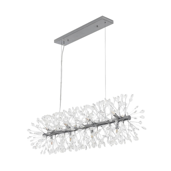 Thehouselights - 12 - Light Crystal Dandelion Linear Chandelier - Chandelier - Chrome - 