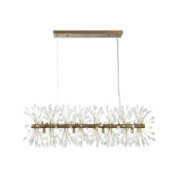 Thehouselights - 12 - Light Crystal Dandelion Linear Chandelier - Chandelier - Chrome - 