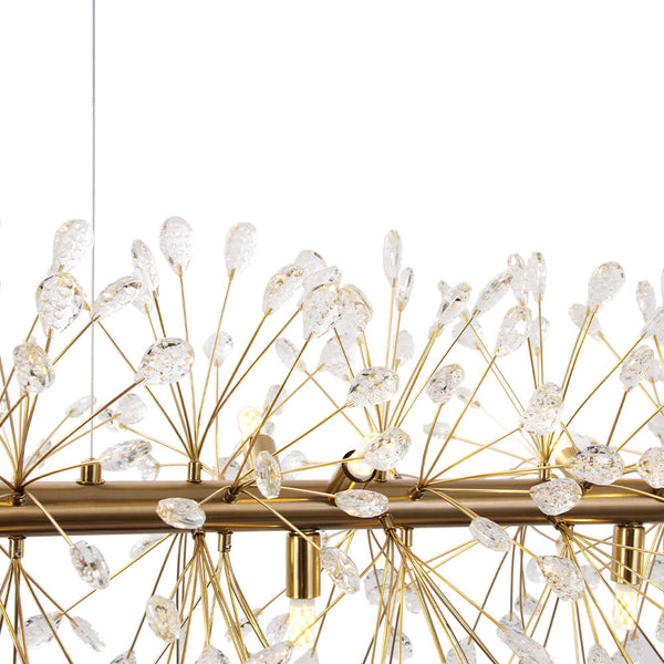 Thehouselights - 12 - Light Crystal Dandelion Linear Chandelier - Chandelier - Chrome - 