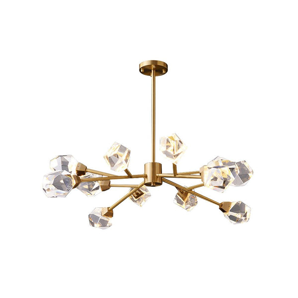 Thehouselights - 12 - Light Sputnik Brass Crystal Glass Chandelier - Chandelier - Brass - 