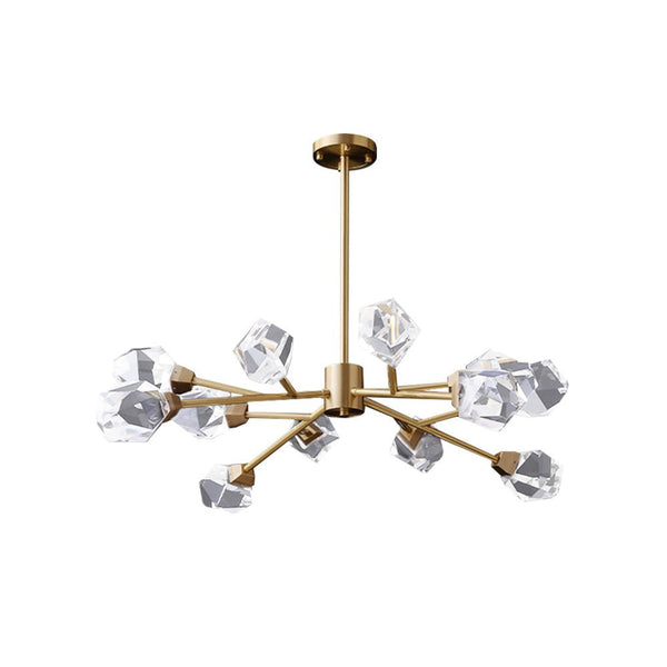 Thehouselights - 12 - Light Sputnik Brass Crystal Glass Chandelier - Chandelier - Brass - 