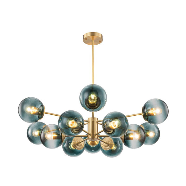 Thehouselights-12-Light Two-tier Modern Sputnik Blue Bubble Glass Chandelier-Chandelier-12-Light-