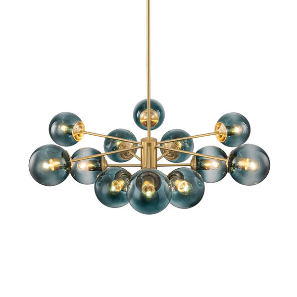 Thehouselights-12-Light Two-tier Modern Sputnik Blue Bubble Glass Chandelier-Chandelier-12-Light-