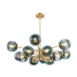 Thehouselights-12-Light Two-tier Modern Sputnik Blue Bubble Glass Chandelier-Chandelier-12-Light-