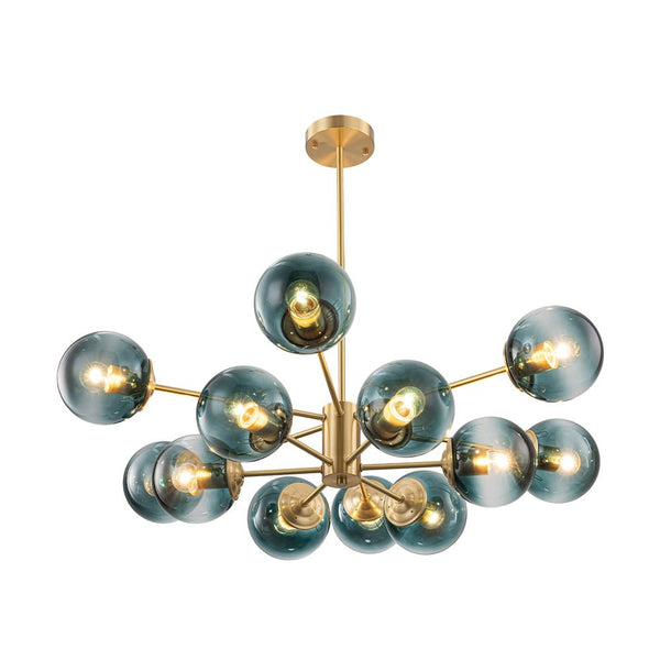 Thehouselights-12-Light Two-tier Modern Sputnik Blue Bubble Glass Chandelier-Chandelier-12-Light-