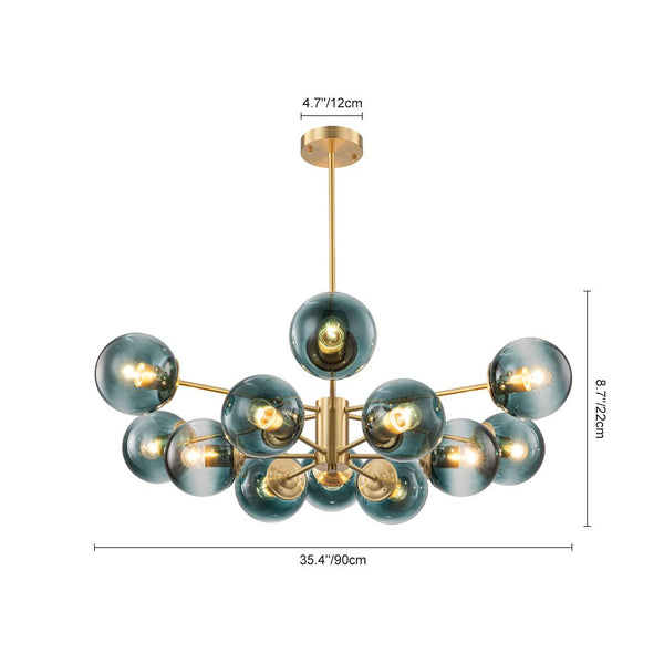 Thehouselights-12-Light Two-tier Modern Sputnik Blue Bubble Glass Chandelier-Chandelier-12-Light-