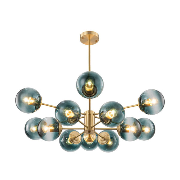 Thehouselights-12-Light Two-tier Modern Sputnik Blue Bubble Glass Chandelier-Chandelier-12-Light-