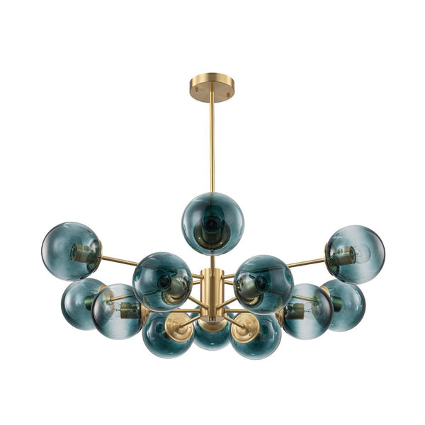 Thehouselights-12-Light Two-tier Modern Sputnik Blue Bubble Glass Chandelier-Chandelier-12-Light-