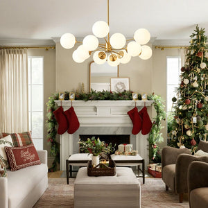 Thehouselights - 12 - Light Two - tier Sputnik Opal Globe Chandelier - Chandelier - 