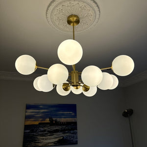 Thehouselights - 12 - Light Two - tier Sputnik Opal Globe Chandelier - Chandelier - 