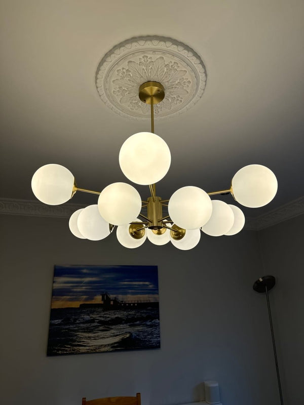 Thehouselights - 12 - Light Two - tier Sputnik Opal Globe Chandelier - Chandelier - 