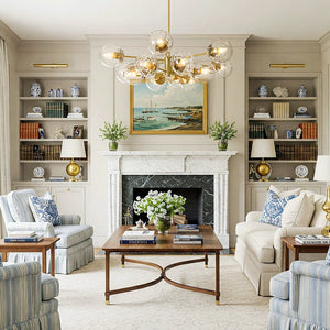 Thehouselights - 12 - Light Two - tier Sputnik Striped Glass Chandelier - Chandelier - 12 - Light - 