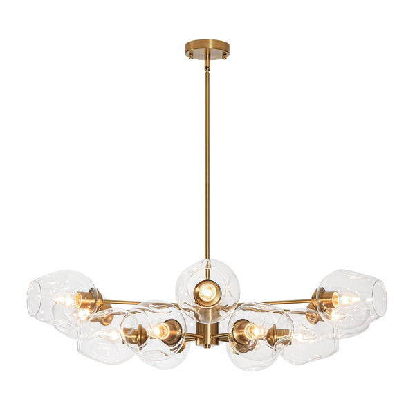 Thehouselights-12-Light Two-tier Textured Glass Chandelier-Chandelier-12-Light-
