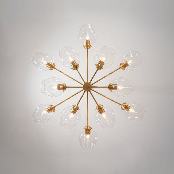 Thehouselights-12-Light Two-tier Textured Glass Chandelier-Chandelier-12-Light-
