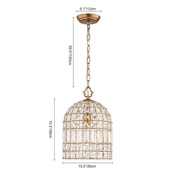 Thehouselights - 1/3 - Light Crystal Cage Brass Chandelier - Chandelier - 1 - Light - 