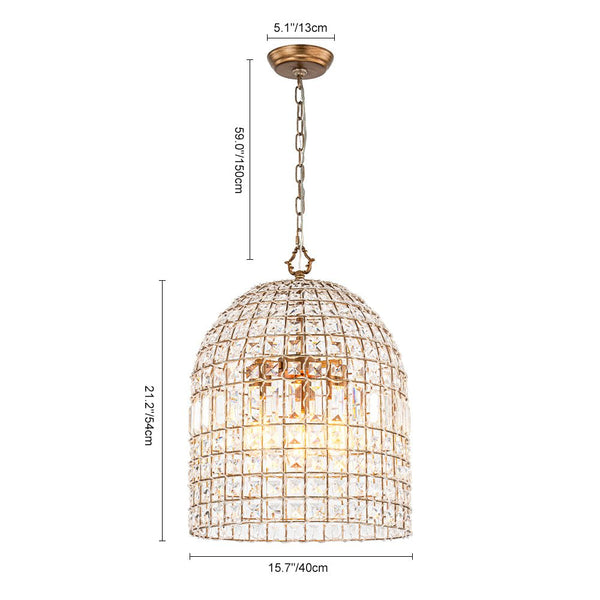 Thehouselights - 1/3 - Light Crystal Cage Brass Chandelier - Chandelier - 1 - Light - 