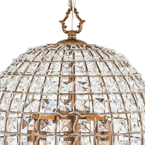 Thehouselights - 1/3 - Light Crystal Cage Brass Chandelier - Chandelier - 1 - Light - 