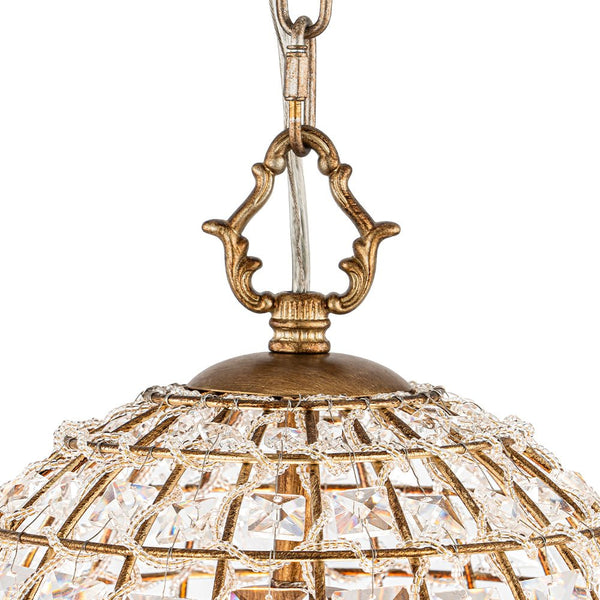 Thehouselights - 1/3 - Light Crystal Cage Brass Chandelier - Chandelier - 1 - Light - 