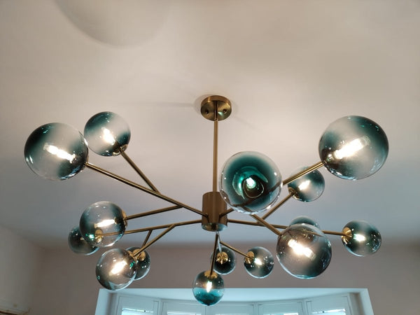 Thehouselights - 15 - Light Blue Branch Sputnik Chandelier - Chandelier - Black - 