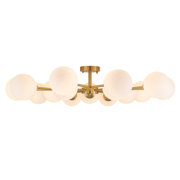 Thehouselights - 15 - Light Opal Glass Branching Sputnik Semi Flush Chandelier - Chandelier - 15 - Light - 