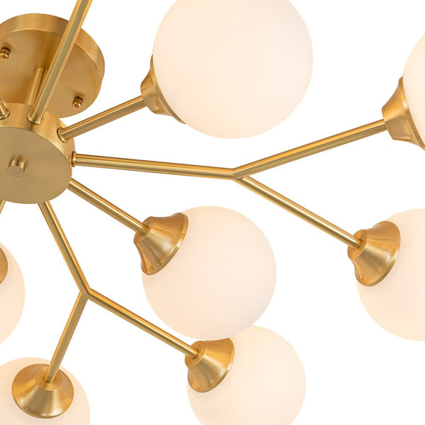 Thehouselights - 15 - Light Opal Glass Branching Sputnik Semi Flush Chandelier - Chandelier - 15 - Light - 