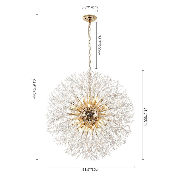 Thehouselights - 16 - Light Oversized Sputnik Firework Chandelier - Chandelier - Brass - 