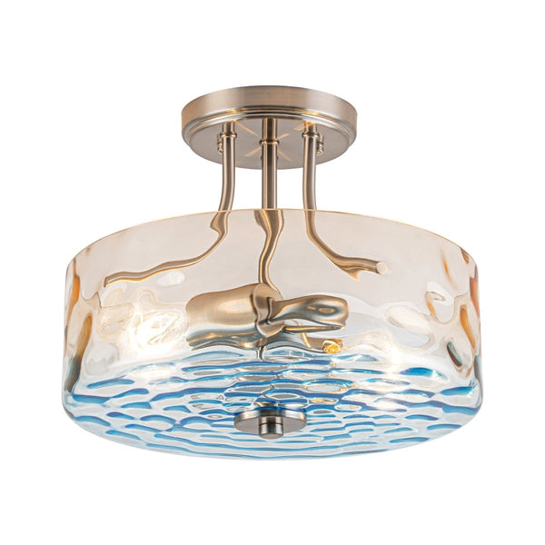 Thehouselights-2-Light Hammer Glass Semi Flush Mount-Flush Mount-Gradient Blue & Orange-