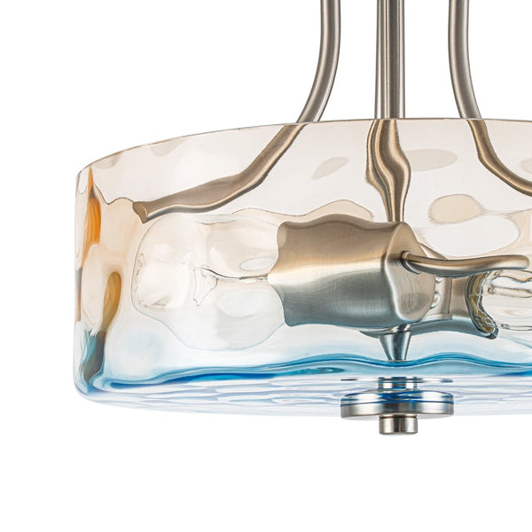 Thehouselights-2-Light Hammer Glass Semi Flush Mount-Flush Mount-Gradient Blue & Orange-