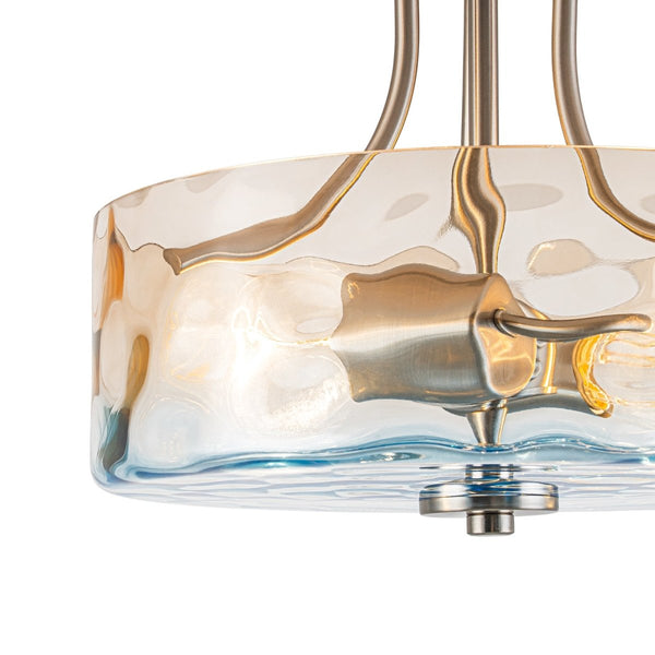 Thehouselights-2-Light Hammer Glass Semi Flush Mount-Flush Mount-Gradient Blue & Orange-