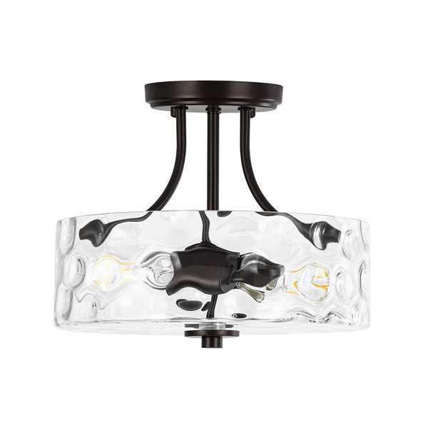 Thehouselights-2-Light Hammered Glass Semi Flush Mount-Flush Mount-Oil-Rubbed Bronze-