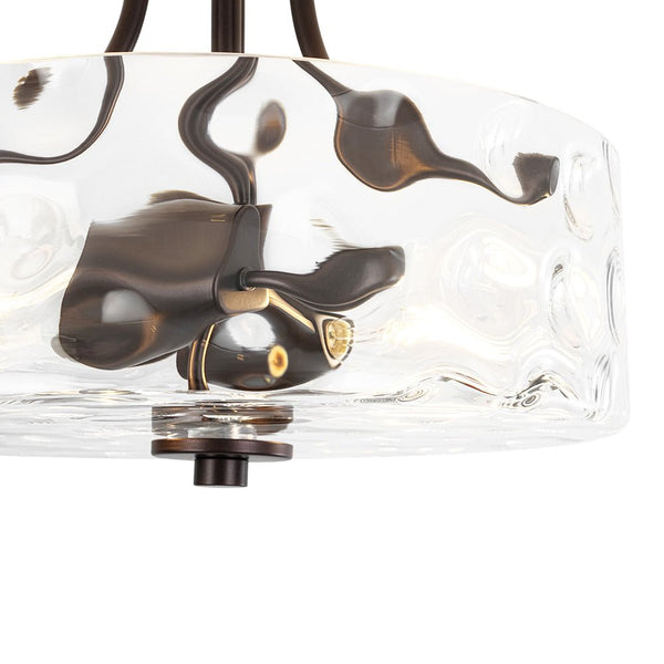 Thehouselights-2-Light Hammered Glass Semi Flush Mount-Flush Mount-Oil-Rubbed Bronze-