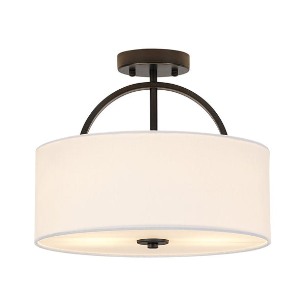 Thehouselights-2-Light Linen Drum Flush Mount Ceiling-Ceiling Light-Black-