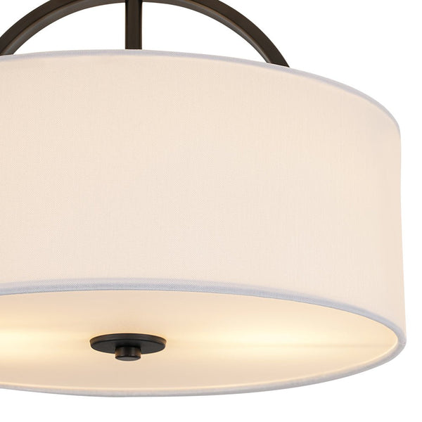 Thehouselights-2-Light Linen Drum Flush Mount Ceiling-Ceiling Light-Black-