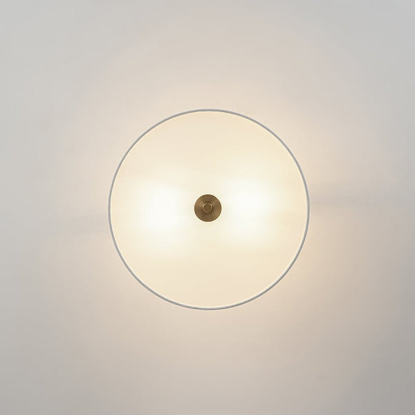 Thehouselights-2-Light Linen Drum Flush Mount Ceiling-Ceiling Light-Brass-