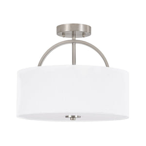 Thehouselights-2-Light Linen Drum Flush Mount Ceiling-Ceiling Light-Nickel-