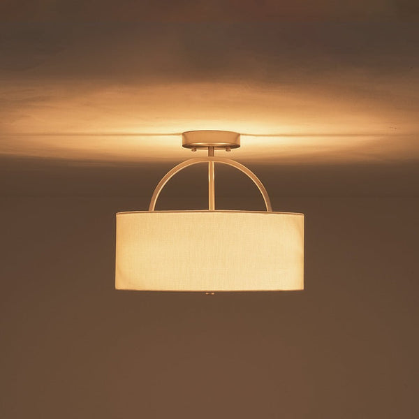 Thehouselights-2-Light Linen Drum Flush Mount Ceiling-Ceiling Light-Nickel-