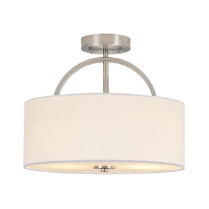 Thehouselights-2-Light Linen Drum Flush Mount Ceiling-Ceiling Light-Nickel-