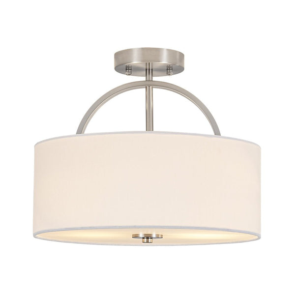 Thehouselights-2-Light Linen Drum Flush Mount Ceiling-Ceiling Light-Nickel-