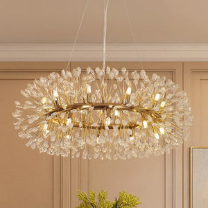 Thehouselights - 20 - Light Oversized Crystal Dandelion Chandelier - Chandelier - Brass - 