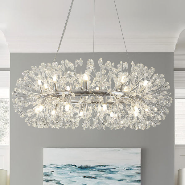 Thehouselights - 20 - Light Oversized Crystal Dandelion Chandelier - Chandelier - Chrome - 