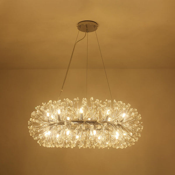 Thehouselights - 20 - Light Oversized Crystal Dandelion Chandelier - Chandelier - Chrome - 