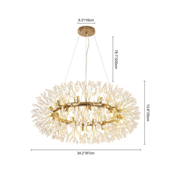 Thehouselights - 20 - Light Oversized Crystal Dandelion Chandelier - Chandelier - Chrome - 