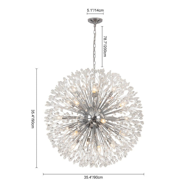 Thehouselights - 20 - Light Oversized Firework Chandelier Large Luxury Sputnik Hanging Light - Chandelier - Chrome - 