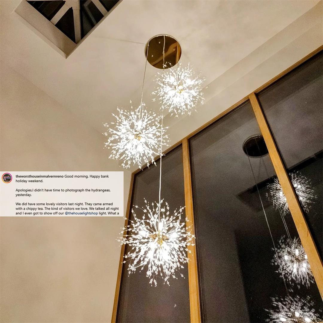 Firework Light Fixture 24/40-Light Modern Large Sputnik Firework Stairway Chandelier ...
